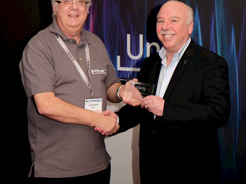 Tom Barron, Clarity chairman with Paul Stephenson of Naim