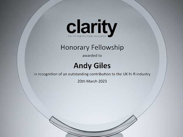 Clarity honours Andy Giles with its 2023 Honorary Fellowship